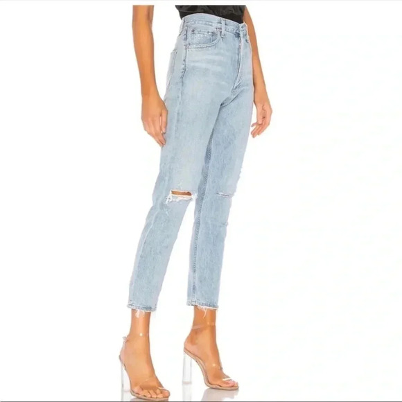 AGOLDE Jamie High Rise Distressed Jeans Shakedown Wash Denim Button Fly Size 26 - Picture 2 of 11